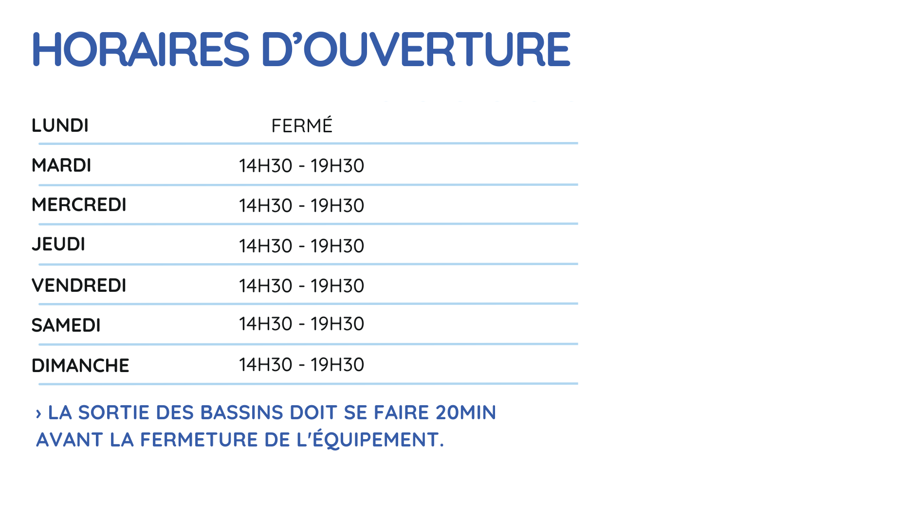 horaires piscines ete